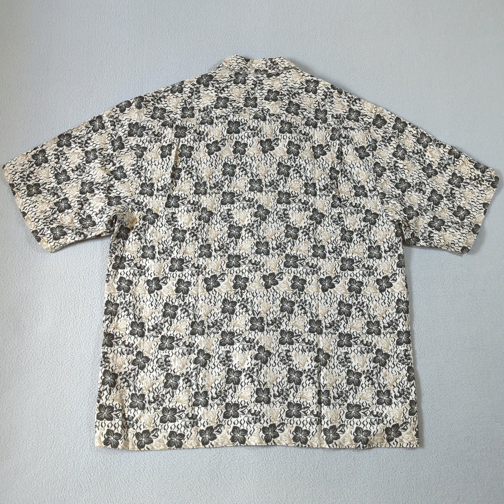 Columbia Mens Tropical Tiki Martini Floral Button Up Shirt Tan Black Medium - Picture 5 of 8